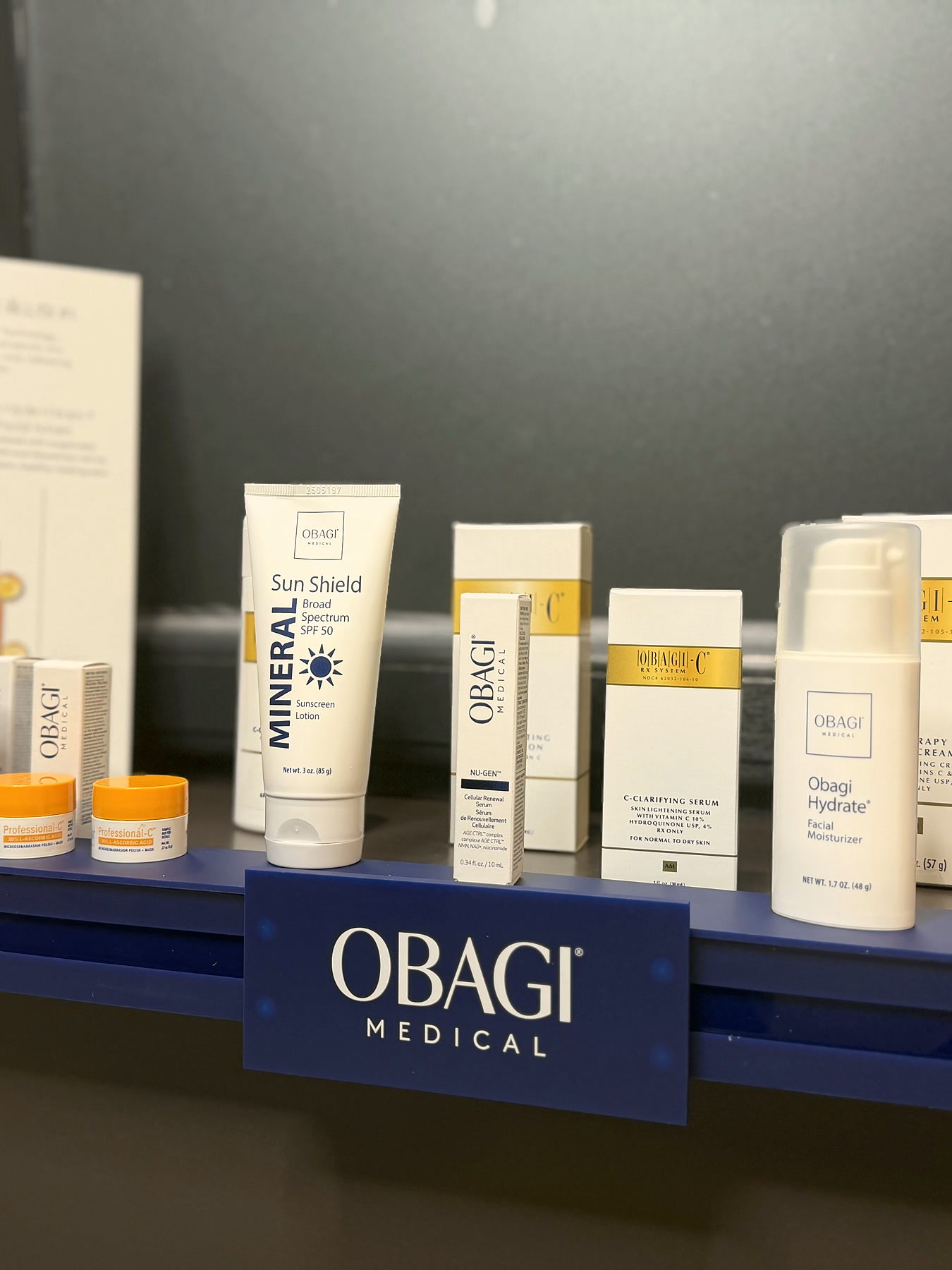 Obagi Medical skincare range on display at Lumina Aesthetics, Limerick